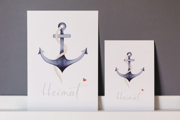 FineArt-Print „Heimat“ mit Anker-Illustration, DIN A4 und DIN A5