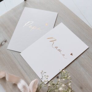 Postkartenset "Mama" & "Papa" mit goldener Heißfolienprägung