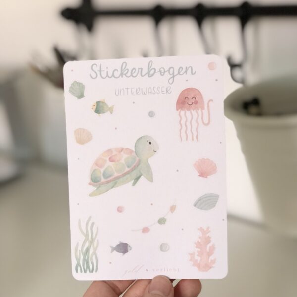 Stickerbogen Unterwasserwelt, Übersicht alle Sticker