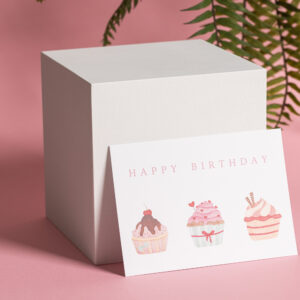 goldverliebt Karte happy birthday mit cupcake Illustration