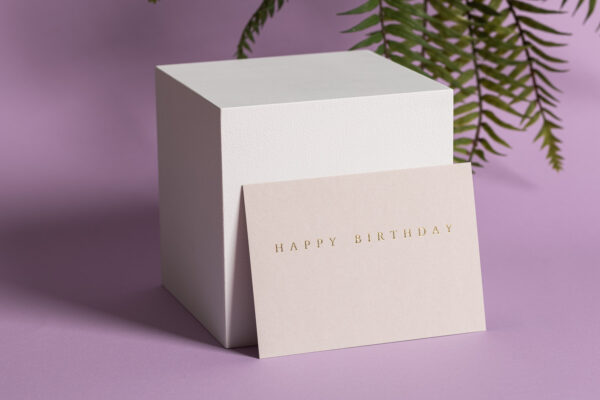 goldverliebt Karte happy birthday warmes hellgrau